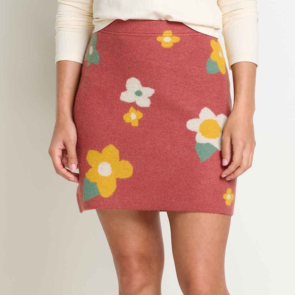 Toad&Co Merino Heartfelt Sweater Skirt Women’s Large 100% Wool Floral Print